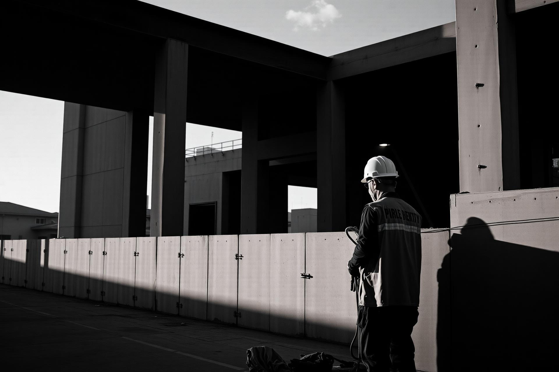 Construction site at golden hour